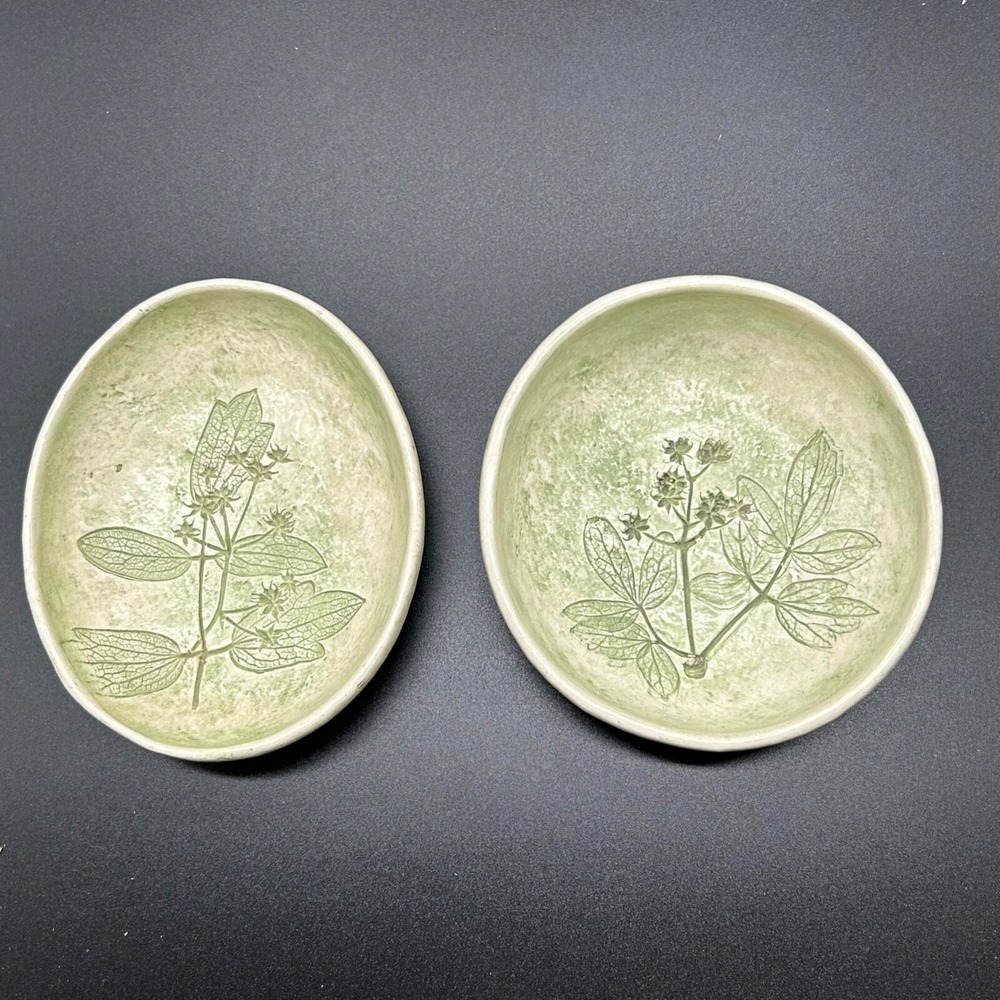 Salt Marsh Pottery Meadowrue‎ Hand Painted Plant Flower Wall Hanging Plate Bowl